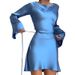 Women's Elegant Satin Short Skirt Dress Waist Cinching Ribbon Cross European American Style Autumn Slim Fit_ecoleips.com