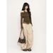 Off-Shoulder Layered T-Shirt – Slim Fit Long Sleeve Top, Ribbed Waist Detail, Trendy & Chic Trendy Neutral Colors_ecoleips.com