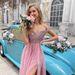 Women's Clothing Elegant Sleeveless Slit Sequin Evening Gown With Sheer Tulle Skirt - V-Neck Princess Dress For Prom, Party & Special Occasions_ecoleips.com