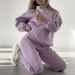 New European And American Fashion Suit Women's Long-sleeved Loose Crew Neck Sweater Casual Sports Trousers_ecoleips.com