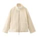 Women's High-Neck Faux Shearling Coat – Oversized Tweed Jacket With Fur Trim (Beige/Khaki/Brown/Leopard, S/M/L/XL)_ecoleips.com