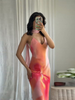 Elegant Tie-dye Gradient Print Sling Long Dress With Scarf Women Holiday Sleeveless Backless Evening Dress Summer Vacation Robes_ecoleips.com