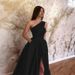 Women's Sexy Slit Oblique Shoulder Dress Long Dress Evening Gown_ecoleips.com