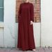 Muslim Women's Clothing Middle East Arabic Style Stand Up Collar Pocket Cardigan Green Dress_ecoleips.com