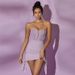 New European American Cross-border Pure-desire Dress, Collarless, Sweet Elegant, With Rhinestone Embellishments, Mesh,_ecoleips.com