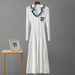 Cross Border Spring And Autumn New Letter Slim Knitted Dress For Women To Wear Long Sleeves Tight Bottom Hip Skirt_ecoleips.com