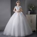 French Style Light Wedding Dress Elegant Princess Floor Length Stand up Collar Women's Summer Wedding Dress Forest Style_ecoleips.com