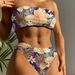 New 2025 Strapless Swimsuit Sexy Bikini European American Print Fashionable Women's Two Piece Polyester Swimwear_ecoleips.com