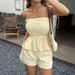 Verve Diyun Casual Simple Strapless Ruffle Shorts Set Women's Fashion 2025 Summer_ecoleips.com