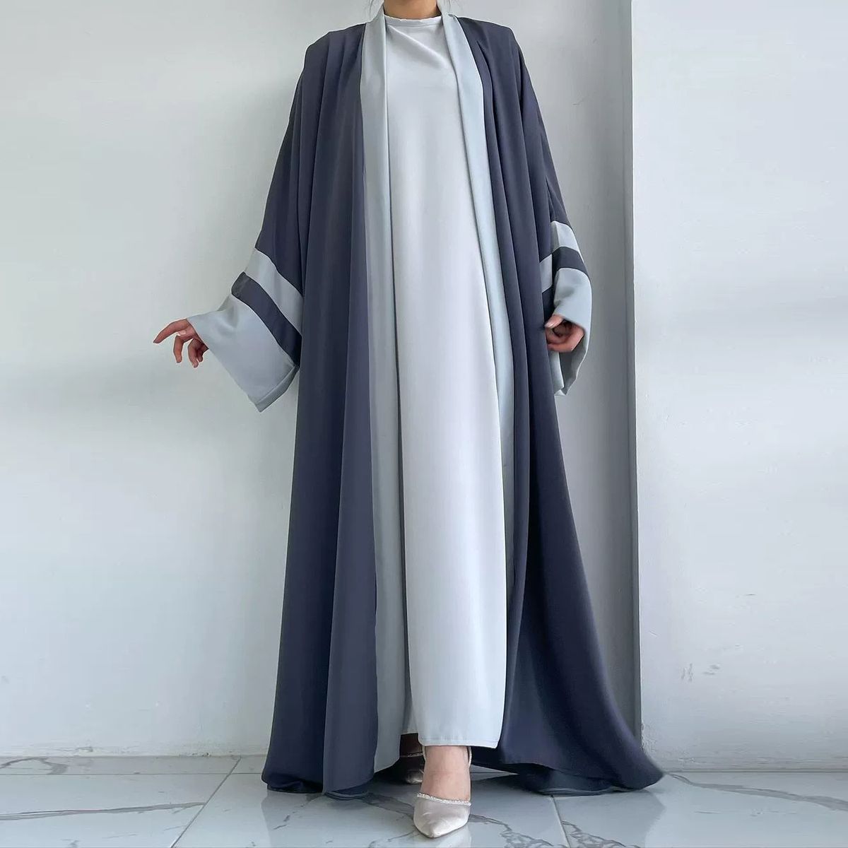 Women's Clothing Women's Muslim Two Piece Set Abaya Cardigan Robe Dubai Long Skirt Middle East Style Modest Abaya Dress_ecoleips.com
