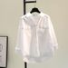 Women's Clothing White Cotton And Linen Shirt With Pockets New Loose Casual Shirt Thin Tops_ecoleips.com