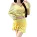 Plus Size Women's Three Piece Swimsuit Set Long Sleeved Sun Protective Solid Color Ideal For Slightly Chubby Girls Hot Springs And Vacations_ecoleips.com