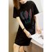 A Summer Loose And Trendy Printed Korean-style Simple And Casual Round-neck Dress For Pregnant Women_ecoleips.com