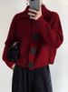 K New Women's Long-sleeved Loose Fashion Big Button Cardigan Knitted Sweater Coat_ecoleips.com