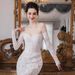 Women's Clothing Long Sleeved Lace Fishtail Light Wedding Dress New Bride Small High End Travel Photography Outing Dress_ecoleips.com