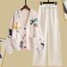Women’s Clothing Fashion Suit Autumn New Korean Loose V Neck Knitted Sweater Top With Loose Drape Sports Straight Pants_ecoleips.com