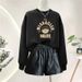 Women's European Style Fleece Lined Thick Sweatshirt round Neck Loose Oversized Heavyweight Autumn Winter Top for Campus Students_ecoleips.com
