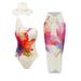 Women's Floral Print One-Piece Swimsuit High-Cut Leg Backless Design Halter Neck Long Torso Beach Pool Swimwear_ecoleips.com