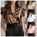 Women's Clothing Elegant V Neck Ruffled Short Sleeve Shirt For Women Summer Style Top For Formal & Casual For Women_ecoleips.com