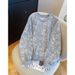 High-End Snowflake Gray Round Neck Pullover Sweatshirt For Women 2025 Early Loose Casual Versatile Spring And Autumn_ecoleips.com
