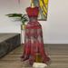 Women's Clothing Women's Clothing Spring New Sweet And Fresh Printed Round Neck High Waist Slit Dress Long Skirt_ecoleips.com