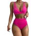 high waist bikini, mesh stitching sexy backless pleated swimsuit_ecoleips.com