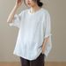 Artistic And Retro Summer Large-Sized Short-Sleeved T-Shirt For Women, Loose And Revealing Belly Top, Women's Lace And B_ecoleips.com