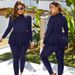 Women's Clothing Arabic Large Size Black Conservative Sun Protection Sports Swimsuit High Collar Long Sleeve Diving One Piece Swimsuit_ecoleips.com