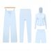 Women's Clothing Women's Slim Fit Jacket Set Four Piece Cropped Pants Straight Leg Pants Stretch Jacket Sportswear_ecoleips.com