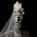 Rose Flower Long Veil Romantic Bride Shape Main Wedding Dress Accessory Hair Headdress for Photo Studio Travel Photography_ecoleips.com