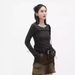 AC441 French-syle New Square-neck Slim-fi Long-sleeve Op, Versaile, Fashionable, Unique And Exquisie Women's_ecoleips.com