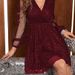 Verve 2025 New Elegant Mesh Gold Sequins Solid Color Three-Quarter Sleeve V-Neck Patchwork Women's Midi Dress_ecoleips.com