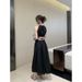 Elegant Backless Neckline Strapless Summer Dress Women's Waist-Cinching Beach Vacation Sleeveless Beach Skirt_ecoleips.com