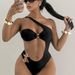 Women's Clothing One Piece Strapless Bikini Solid Color Sexy Backless Swimsuit Clothing_ecoleips.com
