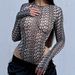 Women's Sexy Slightly Sheer Long Sleeve Bodysuit round Neck Print Mesh Tight Fitting New Style Jumpsuits Rompers_ecoleips.com
