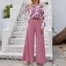 Printed Long Sleeve Blouse & Wide-Leg Pants Set – Flowy Polyester Work-to-Weekend Outfit (S-3XL, 7 Vibrant Colors, Euro-US Elegant Style)_ecoleips.com