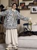 girl New Chinese Style Single-Breasted Color-Block Thickened Women, Loose Mid-Length Cotton Coat For Autumn And Winter,_ecoleips.com