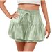 2026 Cross-Border Women's Summer Fashion Ruffle Solid Color Drawstring Skirt Shorts_ecoleips.com