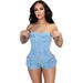 Women's Stretchy Denim Jumpsuit Sleeveless High Elasticity Overalls With Utility Pockets Light Blue Charcoal_ecoleips.com