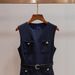 Women's Clothing Elegant Inspired Women's Dress French Style Slightly Pleated Long A-Line Round Neck Belted Vest Two Piece_ecoleips.com