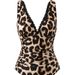 Leopard Print Deep V One Piece Swimsuit Slimming High End Feel Cross Border Export Sexy Beach Set Wrap Skirt for Women_ecoleips.com