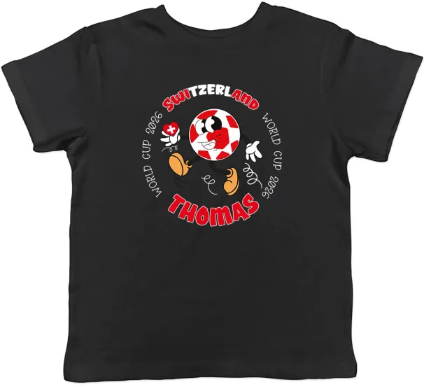 Women's T-Shirts Personalised Switzerland World Cup Football Fan Kids T-Shirt Boys Girls Gift_ecoleips.com