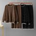 French Style High-Waisted Knit Two Piece Set for Women Autumn Winter Loose Fitting Figure Flattering Heavily Studded Top And Skirt Ensemble_ecoleips.com
