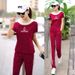 Casual Sports Suit For Women Summer 2025 New Loose Fashionable Youthful Wide-Leg Pants Two-Piece Set_ecoleips.com