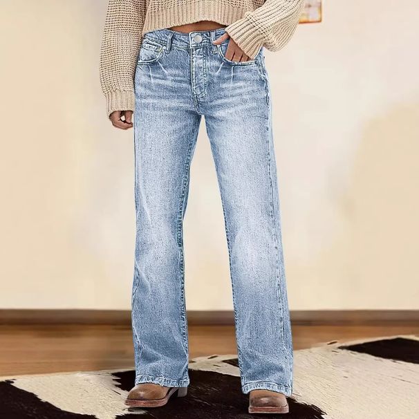 Women's Clothing New Retro High-Waisted Slim Fit Wide Leg Jeans For Women Loose Fit Slimming European American Style Commuter Jeans_ecoleips.com