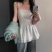 Summer New Women's Clothing European American Style Solid Color Patchwork Strapless Ruffle Slim Waist One Neck Dress_ecoleips.com