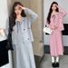Autumn New Korean Fashion Cardigan + Strap Two-Piece Maternity Dress_ecoleips.com