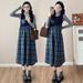 Autumn New Korean Fashion Woolen Vest + Base Shirt Two-Piece Set Maternity Dress_ecoleips.com