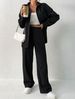 Women's Temperament Solid Color Shirt Jacket And Wide Leg Trousers Casual Two Piece Suit European American Style Autumn New 2023_ecoleips.com
