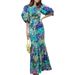 Women's Clothing Summer New Fashion Long Skirt Printed Floral Daisy Pastoral Super Slim Round Neck Fishtail Dress_ecoleips.com